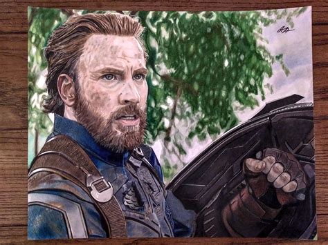 Captain America Colored Pencil Drawing Marvel Comics Photo 41511117