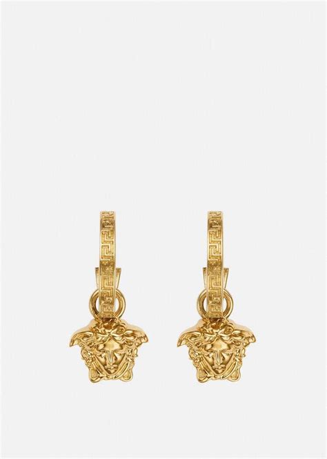 Versace La Medusa Greca Hoop Earrings Gold Editorialist