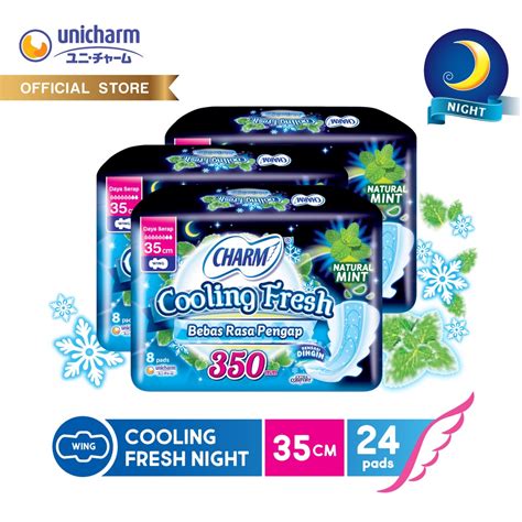 Jual Charm Pembalut Cooling Fresh Night 35cm 8 Pads 3 Packs Shopee