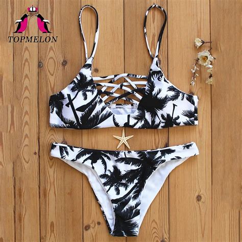 TOPMELON Bikini 2017 Swimwear Women Mini Bikini Hollow Push Up Bathing