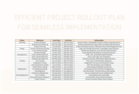 Efficient Project Rollout Plan For Seamless Implementation Excel