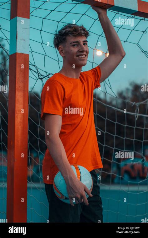 A Blonde Spanish Football Player Near The Gates Stock Photo Alamy