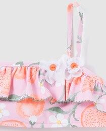 Bikini de niña con flores y naranjas B con B Moda El Corte Inglés