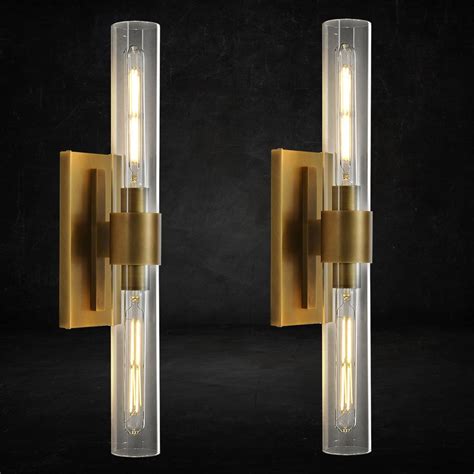 Zhtiechui Brass Wall Sconces Set Of Two 22 8 Sconces Wall Lighting 2 Light Gold Bathroom