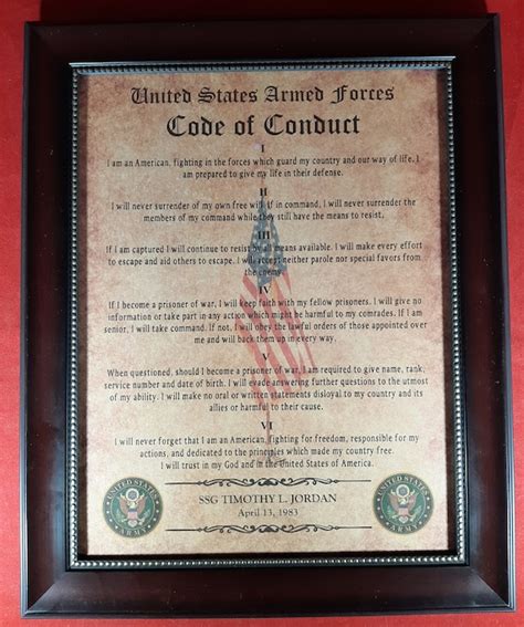 Better Us Military Code Of Conduct Army Navy Air Force Marines Etsy