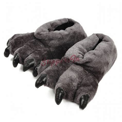 Warm Fuzzy Bearpaw Slippers for Men Animal Boots