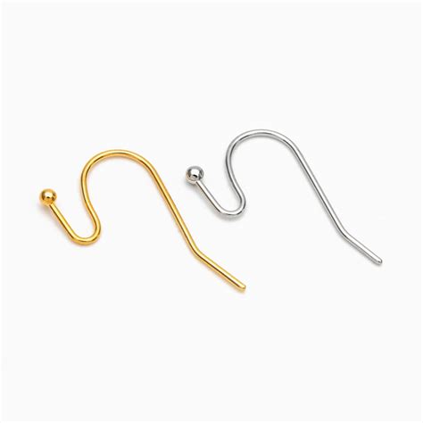 Gold/ Silver Earring Hooks, Real Gold/ Rhodium Plated Brass, Simple ...