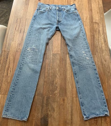 Levis 501 Jeans Ripped And Patched With Sashiko Stitc… Gem