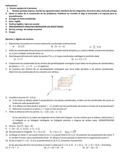 Ejercicio Algebra De Vectores Representar Los Puntos En El Mismo