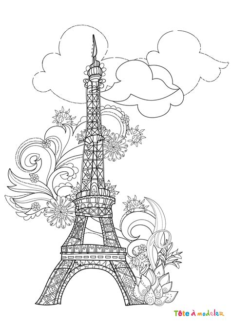 Coloriage tour Eiffel 06 Un dessin à imprimer de Tête à modeler