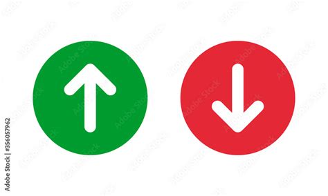 Green Up And Red Down Arrows Round Solid Vector Signs Stock