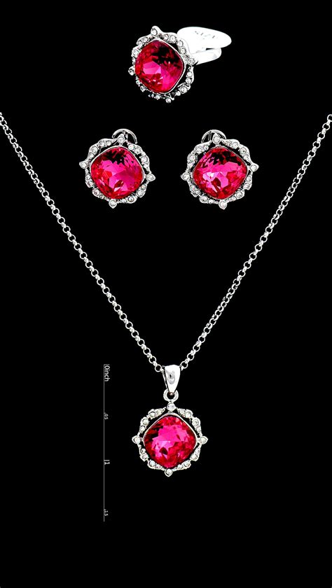 Best-Selling Platinum Plated Red 3 Pieces Jewelry Sets