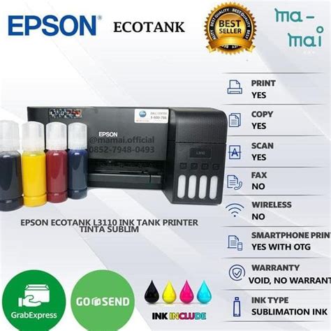 Jual Printer Epson L3110 Ink Tank System All In One Bundling Tinta