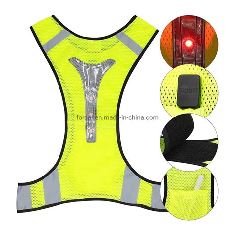 High Visibility Waistcoat Led Safety Vest With Led Reflective Stripes For Night Outdoor Traffic