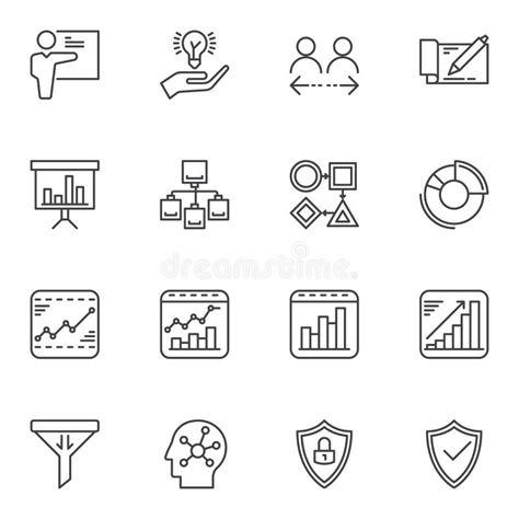 Business Data Line Pictogrammen Set Vector Illustratie Illustration