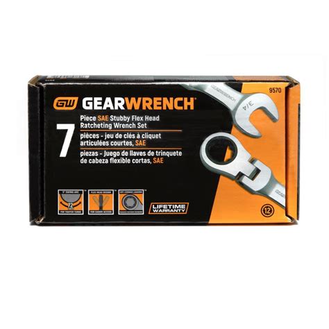 GEARWRENCH Ratcheting Wrench Set 7 Pc SAE Stubby Flex Combination 9570