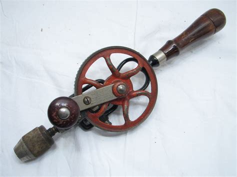 Antique 1896 Goodell Pratt Toolsmiths Egg Beater Hand Crank Drill Tool