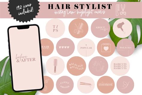 Pink And Orange Hairstylist Instagram Icons Canva Editable