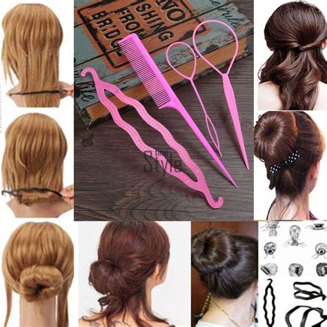 4 Pcs Set Styling Clip Bun Maker Hair Twist Braid Ponytail Tool