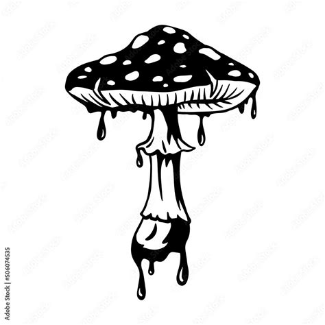 Dripping Mushroom Amanita Psychedelic Sticker T Shirt Design Graphic