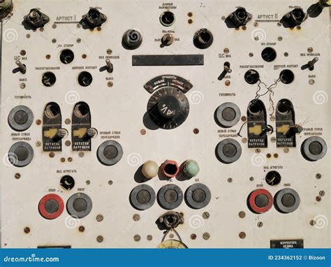 Vintage Switch Control Panel With Many Buttons Stock Photo Image Of