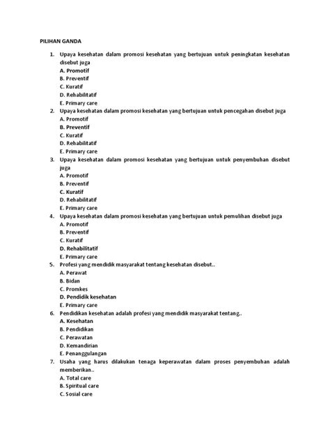 Soal Promosi Kesehatan Terbaru Pdf