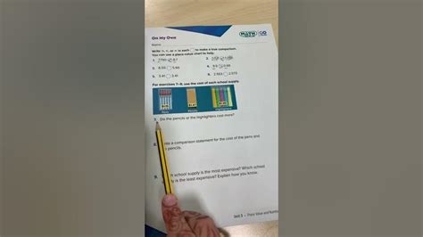 Reveal Math Grade 5 Lesson 3 4 Compare Decimals Youtube