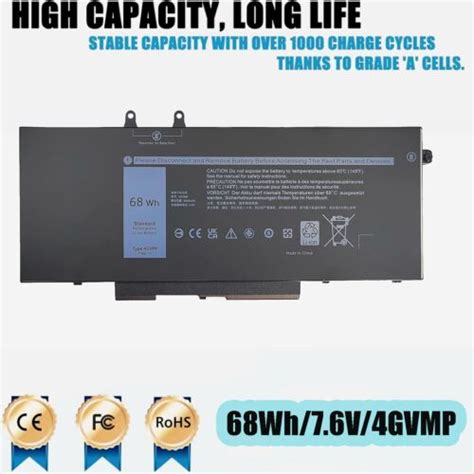 68wh 4gvmp Laptop Battery For Dell Latitude 5400 5500 Precision 3540