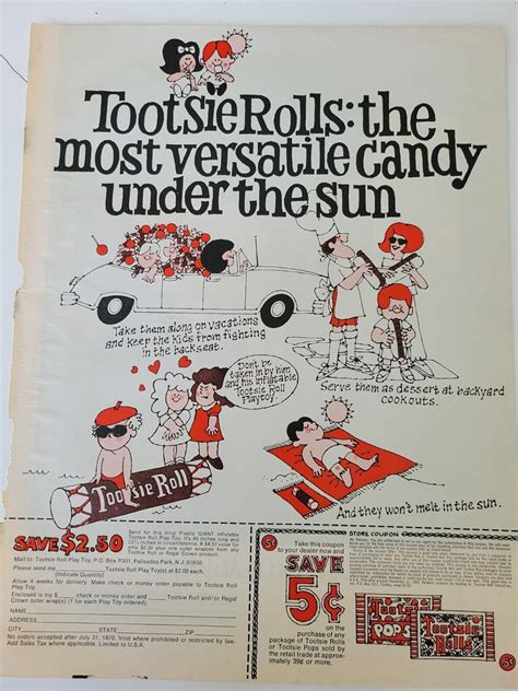 1969 Nut Tootsie Rolls Pops Candy Cartoon Vintage Ad Ebay