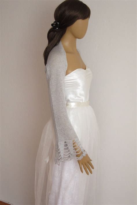 Wedding Bolero Bridal Shrug Silver Shrug Evening By Knitbuddy