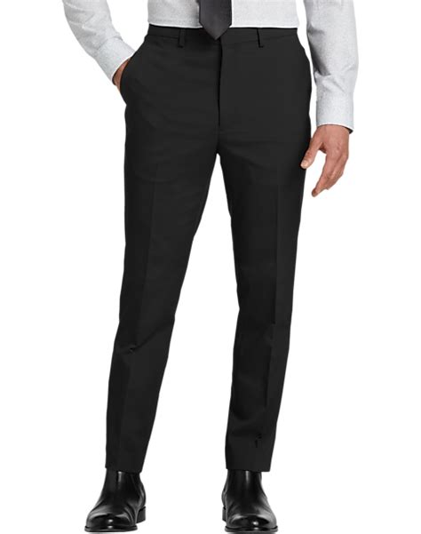 Michael Kors Modern Fit Flat Front Pre Hemmed Pant Black Mens Sale