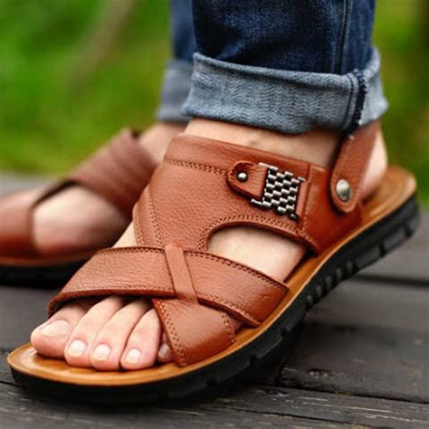 Big Size 48 Men Genuine Leather Sandals Summer Classic Men Shoes Slippers Soft Sandals Men Roman