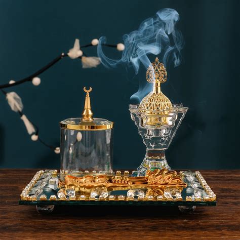 Luxury Crystal Glass Incense Burner Saudi Arabia Muslim Censers Yogo Office Living Room