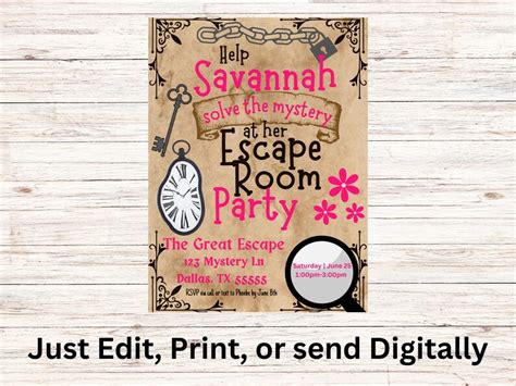 Escape Room Birthday Invitation Customizable Invite Etsy