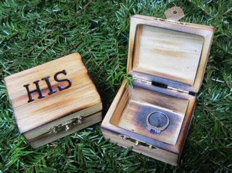 Ring Box Ring Bearer Box Rustic Wood Ring Box Rustic Wedding Decor His And Hers Ring Boxes