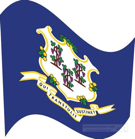 State Flags Clipart-connecticut state flat design waving flag