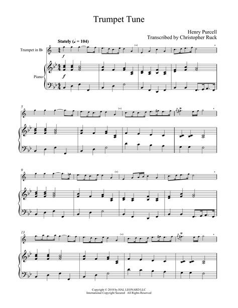 Trumpet Tune By Henry Purcell Sheet Music For Trumpet And Piano At