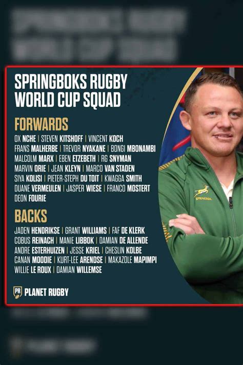 2023 Rugby World Cup Springboks Squad Fixtures List And South Africa