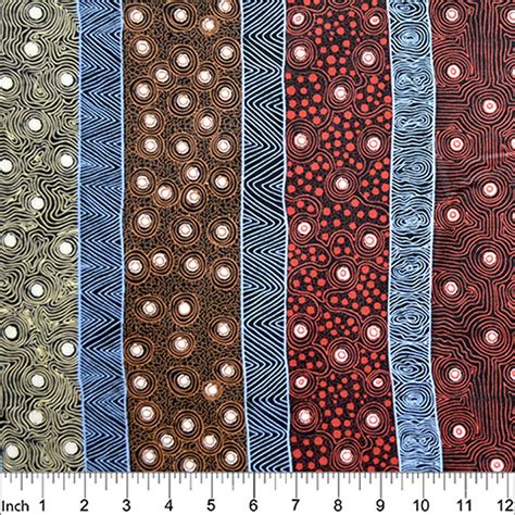 Four Seasons in Red Australian Aboriginal Art Fabric by Marie Ellis Cut ...