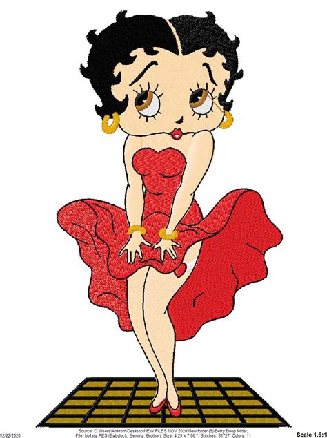 BETTY BOOP In RED Dress Embroidery Machine Design Pattern Pes Etsy