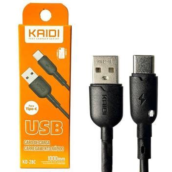 Cabo Dados Carga R Pida Tipo C X Usb Metro A Kaidi Kd C Preto