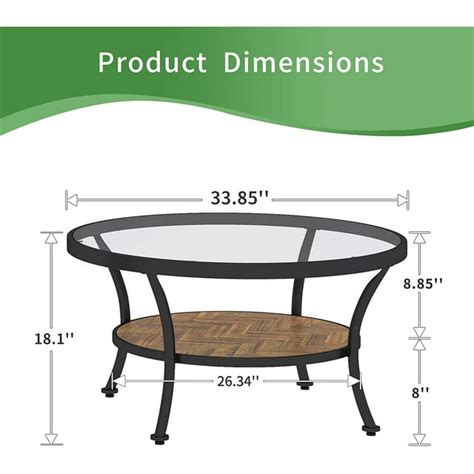 Oandk Furniture Modern Round Coffee Table With Storage 2 Tier Glass Top Coffee Table For Living