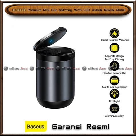 Jual Baseus Premium Mini Car Ashtray With Led Asbak Rokok Mobil Tempat