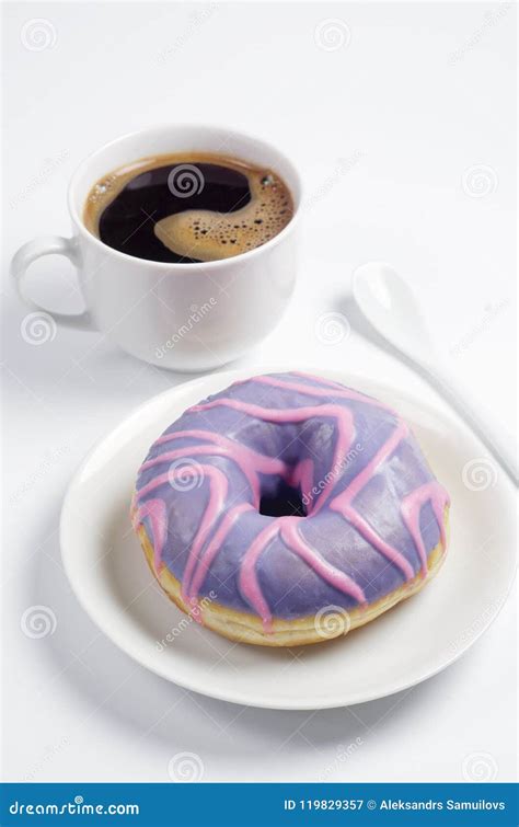 Glazed Donut And Coffee Stock Image Image Of Colored 119829357