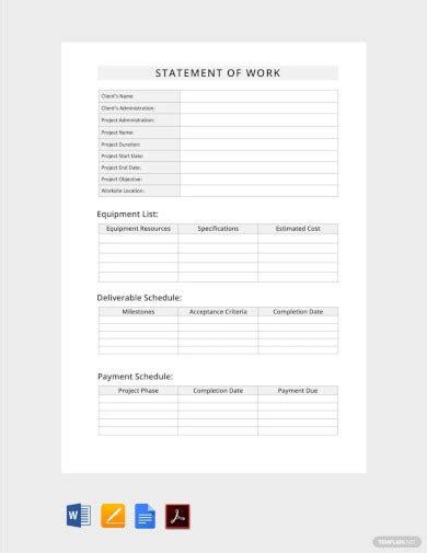 Statement Of Work Template 28 Free Pdf Word Excel Documents Download