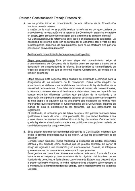 Trabajo Practico N1 Derecho Constitucional Trabajo Practico N1 A No