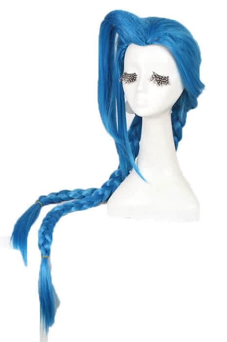 120cm Lol Loose Cannon Jinx Blue Long Cosplay Woman Wigs Sheincosplay