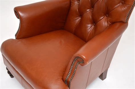 Antique Victorian Style Deep Buttoned Leather Armchair For Sale At 1stdibs