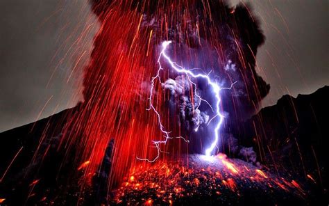 Sakurajima Volcano Japan Volcano Lightning Natural Phenomena Lightning Storm