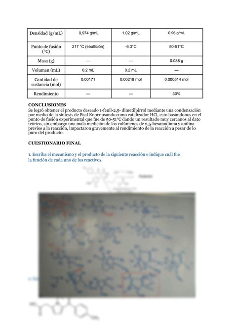 SOLUTION Pr Ctica 2 S Ntesis De Pirroles Obtenci N De 1 Fenil 2 5